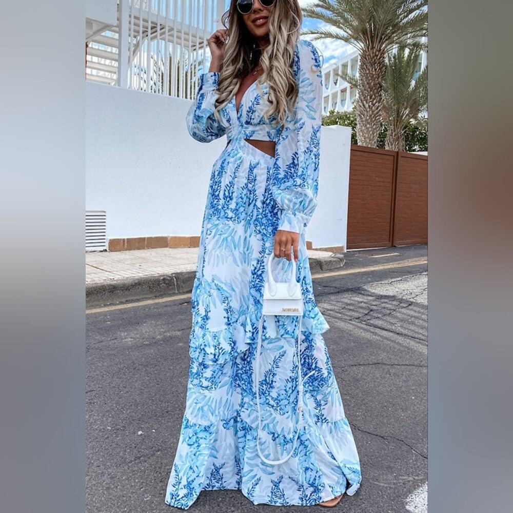 Blue Floral Maxi Dress